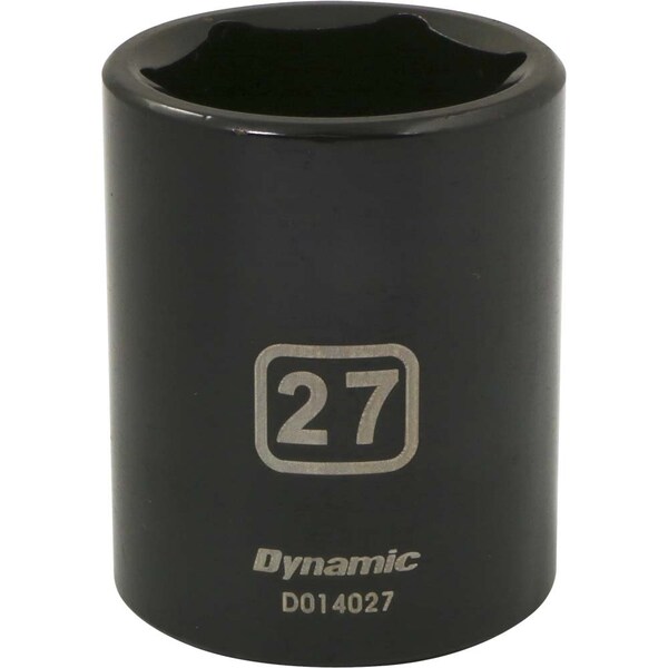 Dynamic 1/2" Drive Standard Socket, Black Phosphate, Tools 1/2" Drive 6 Point Metric, 27mm Standard Length D014027 - main